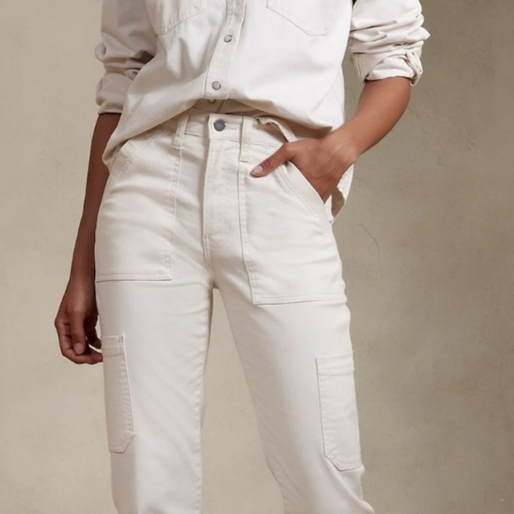 Banana Republic Cargo Sloane Pants Creme/Winter white - Picture 2 of 9